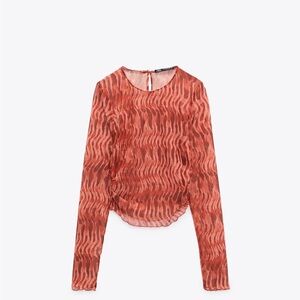 Zara printed tulle top & skirt- red & white